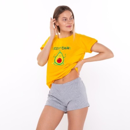 Home female "Avocado" (T -shirt/shorts), yellow/gray color, size 48-3