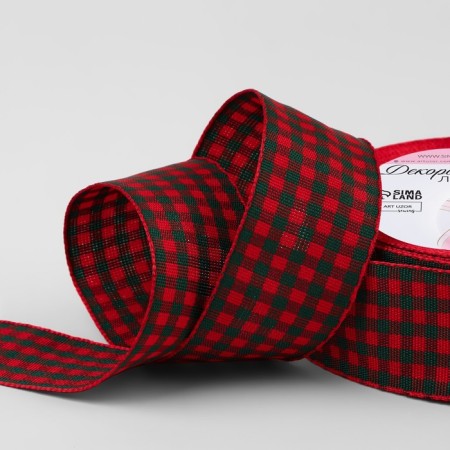 Decorative ribbon "Cell", 25 mm, 9 ± 0.5 m, red color