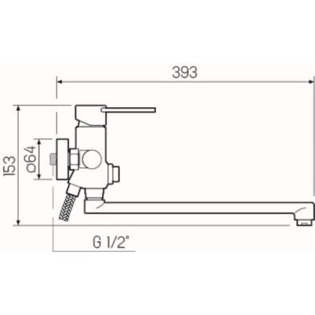Bath mixer "RMS" SL130-006EK, spout 350 mm, shower set, brass, chrome-4
