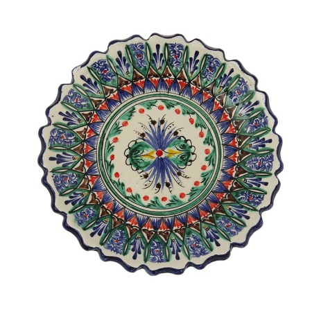 Plate of the Rishtan ceramics "Flowers", blue, embossed, 15 cm-3
