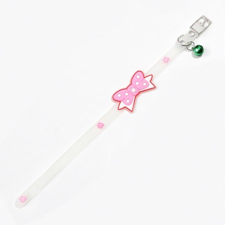 Collar "bow", 28 x 1 cm, Osh 18-24 cm, transparent/pink-3