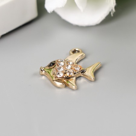Decor for creativity metal, rhinestones "fish" gold 1.9x1.8 cm-2