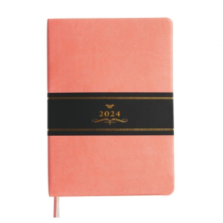 Daternage Dated 2024 A5 176 sheets, Devente.nobile, soft cover of artificial leather, lies, cream block 70 g/m2, coral-10
