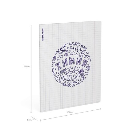 Subject notebook, 48 sheets, cage, chemistry, Erichkrause "Chaos", plastic cover silkography, block offset 100%, information block-4