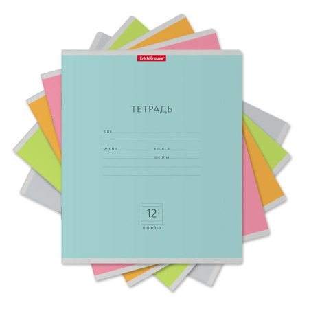 Notebook of 12 sheets in the Erichkrause "Classic" Nature Colors, cover coated cardboard, offset unit, whiteness 100%, mix-1