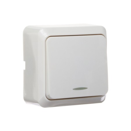 Luazon Lighting "League" switch, 10 A, 1 key, with backlight, invoice, white-1