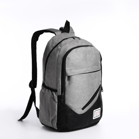 A backpack with a zipper, with USB, 4 outer pockets, bag, pencil case, color gray color-4