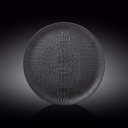The plate round Wilmax England Croco, D = 28 cm, black color