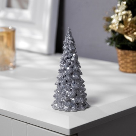 LED figure “Silver Christmas tree” 5 × 12 × 5 cm, plastic, LR44 batteries, warm white glow-1