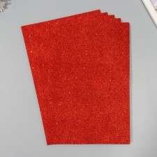 A set of glitter foamiran (5 sheets) 2 mm, 20x30 cm, red