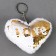Soft toy "heart" with sequins, on a key fob, 10 cm, white-golden color