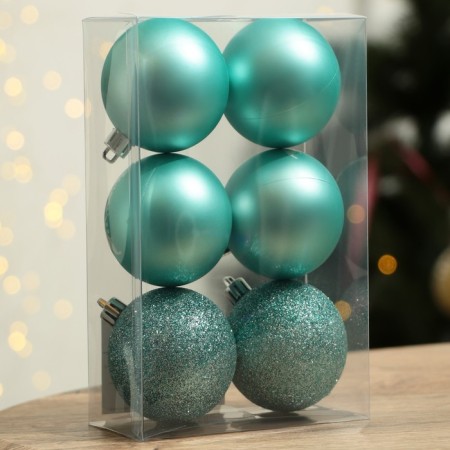 New Year's Christmas Balls “Conde and Cozy!”, For New Year, plastic, d = 6, 6 pcs., Blue color with white-3
