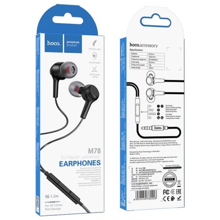 Hoco M78 headphones, wired, vacuum, microphone, jack 3.5 mm, 1.2 m, black-5