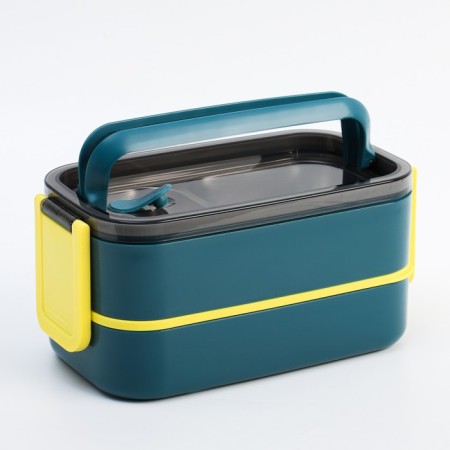 Lunch box, 1 l, two-level, 11.5 x 21 cm, turquoise-2