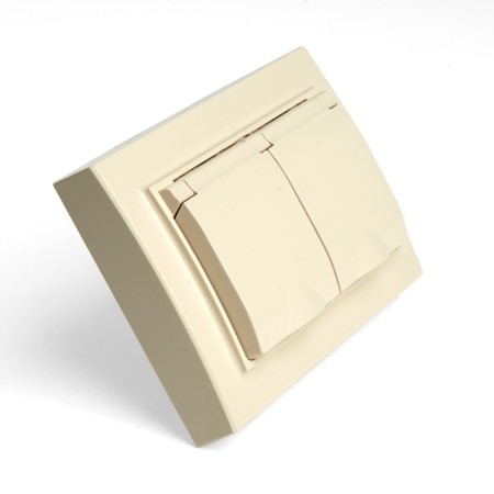 2-seater s/s outlet with a lid, Stekker series Erna, PST16-9015-02, ivory-1