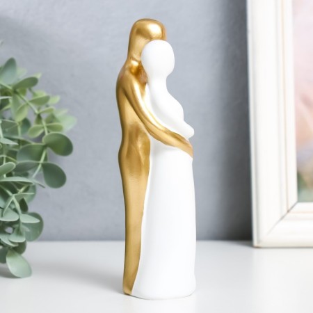 Polystone souvenir "Lovers - hugs" with a white -gold 15x4.5 cm-1