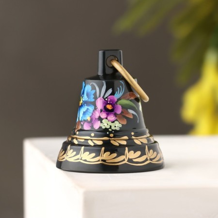 Valdai bell "No. 2. Flowers", painted, with an ear, d = 35 mm-3