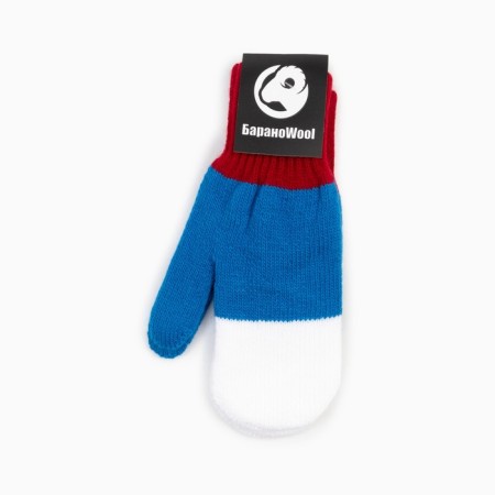 Women's mittens, white/blue/red color, size 18-3