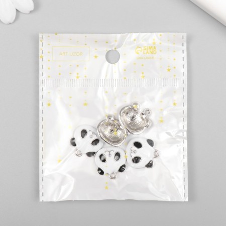 Decor for creativity metal, enamel "Pandochka" silver 0.5x1.7x1.7 cm-3
