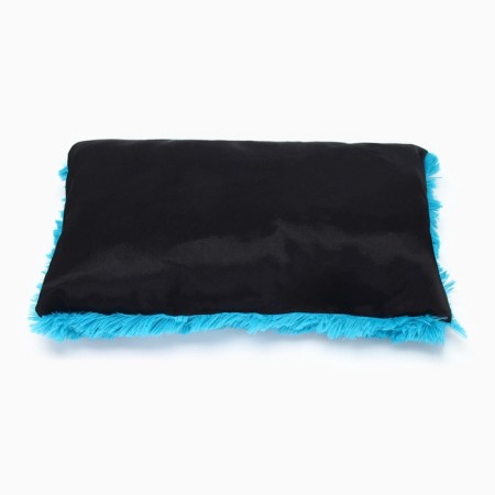 Lesser for animals with a pillow, fur, satin, perioteum, 45 x 45 x 15 cm, black/blue,-3