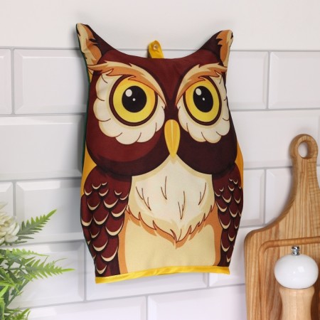 A heating pad on the jacket - the press "owl", brown, 30x22 cm-1