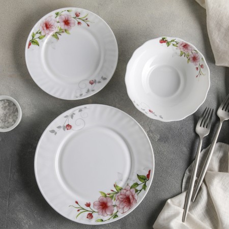 Service table shares "Flower melody", 18 objects: 6 plates, d = 15/17.5/23/cm, glass ceramics-1