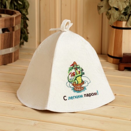 A cap for a bath with embroidery "with a light steam! Dragon", felt