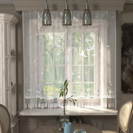 Tulle to the kitchen without curtain tape, 170x150 cm, white color, 100% polyester