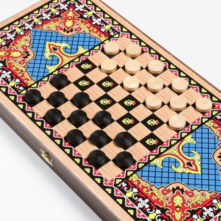 NARDS "Blue Pattern", wooden board 50 x 50 cm, with a field for playing checkers-2