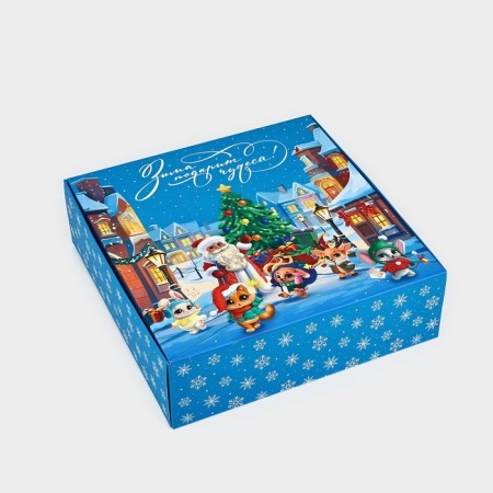 Gift box New Year's folding "Winter miracles", 26 × 26 × 8 cm-1