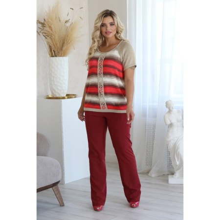 Female trousers, size 56, burgundy color-1