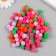 Pompons, 10 mm, 100 pcs/pack, 100% polyester, 5 colors in the assortment of 20 pcs
