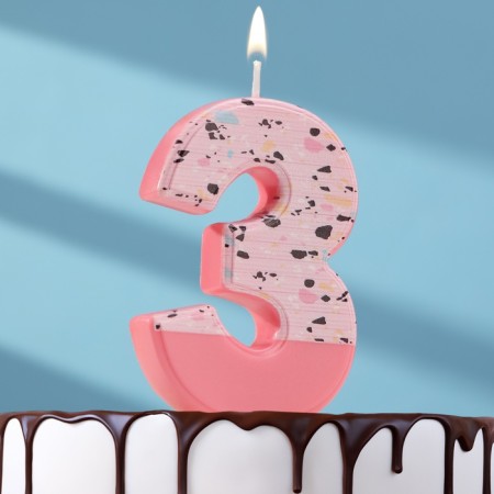 Candle for the Mosaika cake, number "3", pink