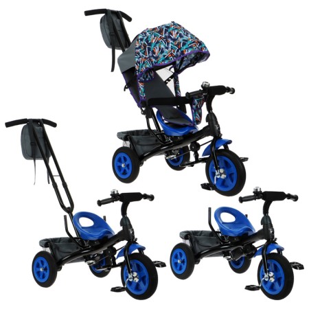 Three-wheeled bicycle Vivat1 Print abstraction of dark blue/orange-1
