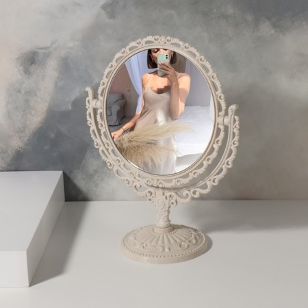 The mirror of the desktop "circle", bilateral, with an increase, D mirror surface 12.5 cm, beige color-2