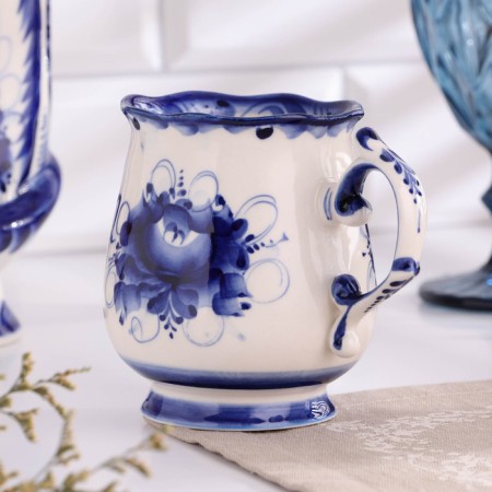 Mug "Morning Morning", 0.3 l, 11x12 cm, gzhel, porcelain-3