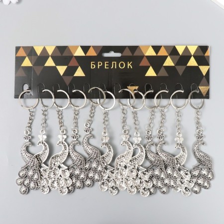 Metal keychain "Peacock" silver/gold 7.2x3 cm-3
