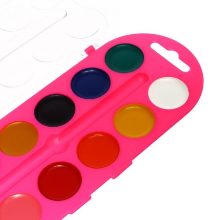 Honey watercolor ZHK "Flower", 12 colors, pink plastic case, without brush-9