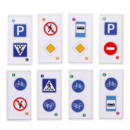 Domino bilateral "road signs", plastic, 28 details-1