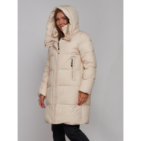 Coat insulated winter female, size 44, beige color-5