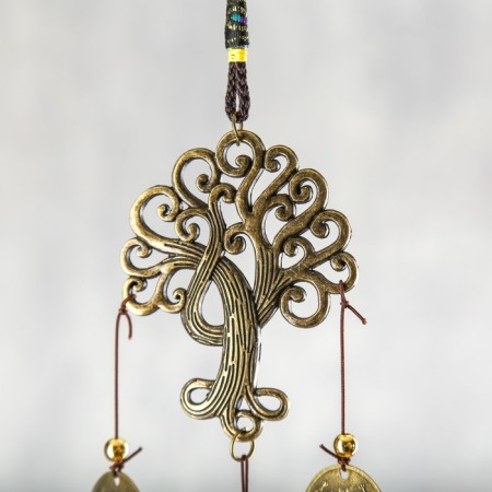 Wind Music Metal "tree" 3 bells, 3 coins 45 cm-3