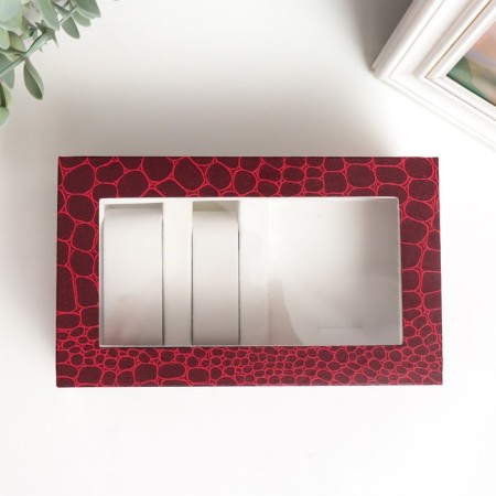 Casket Plastic for clock 2 compartments and jewelry "Red Python" 7x10.5x17.5 cm-2