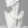 Set 2 objects: earrings, “lady” necklace 2 threads, shiny path, white color in silver, 45 cm