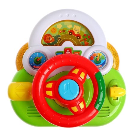 Musical steering wheel "Funny animals", light and sound effects, works from batteries-4