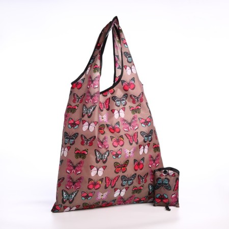 Household bag without fastening, brown color/pink