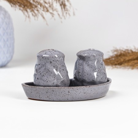 Set for spices Borisov Ceramics "Fog", Solonka, Listen, Stand, Ceramics, Gray-1