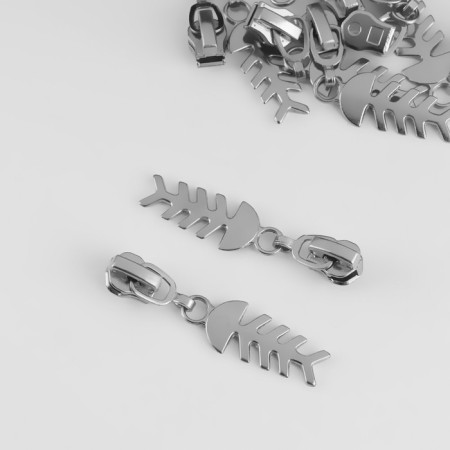 Automatic castle for metal zippers, No. 3, decorative, 10 pcs, Nickel color-1