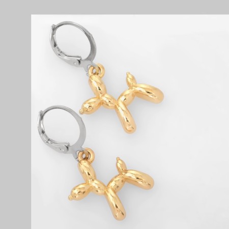 Earrings with the removable element "dog" toy, color gold-1