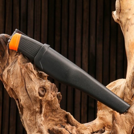 Tourist knife "Ural", 10cm blade, orange, scabbard plastic-1
