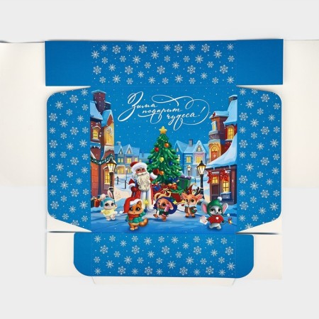 Gift box New Year's folding "Winter miracles", 26 × 26 × 8 cm-6